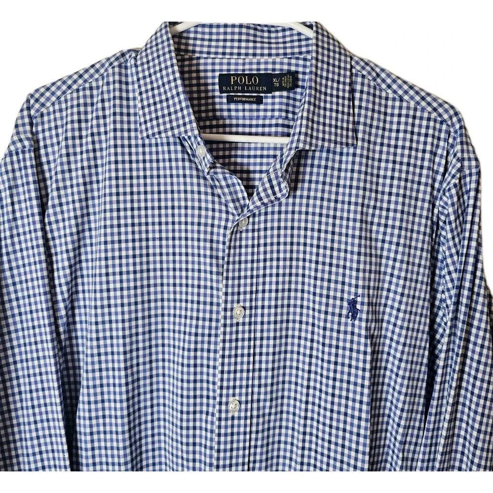 Polo Ralph‎ Lauren Shirt Men XL Plaid Performance Button Down Gingham Check EUC